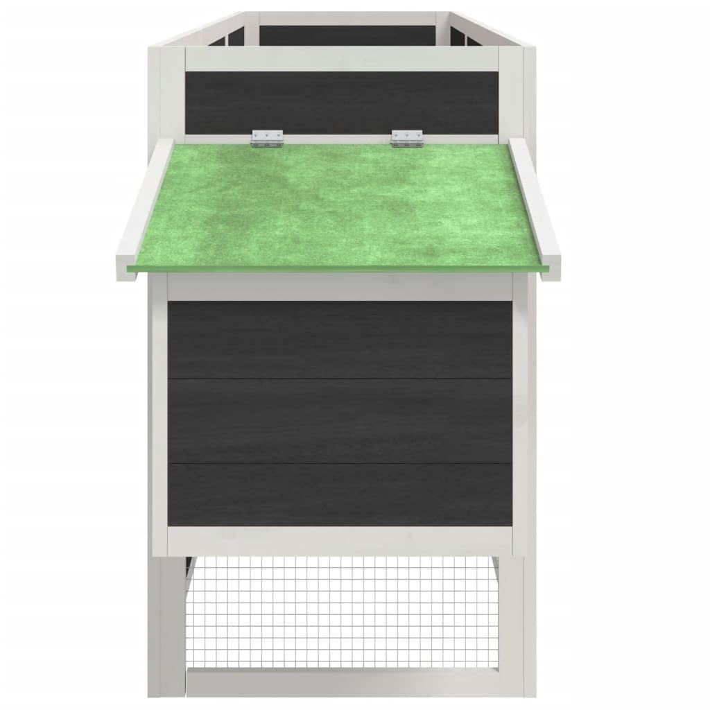 Gallinero gris, 204 x 50 x 84 cm, madera maciza de pino con bañera extensible, techo impermeable para animales pequeños, conejos, patos, gansos, pájaros