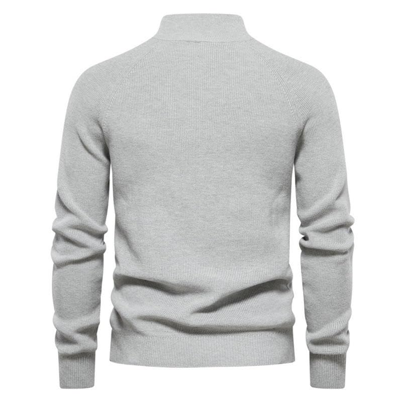 Pull col montant homme tendance décontracté - Pull manches longues couleur unie - 2