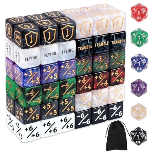 Fukaisu 78stk MTG Würfelset, Inklusive +1/-1 Lebenspunktezähler...