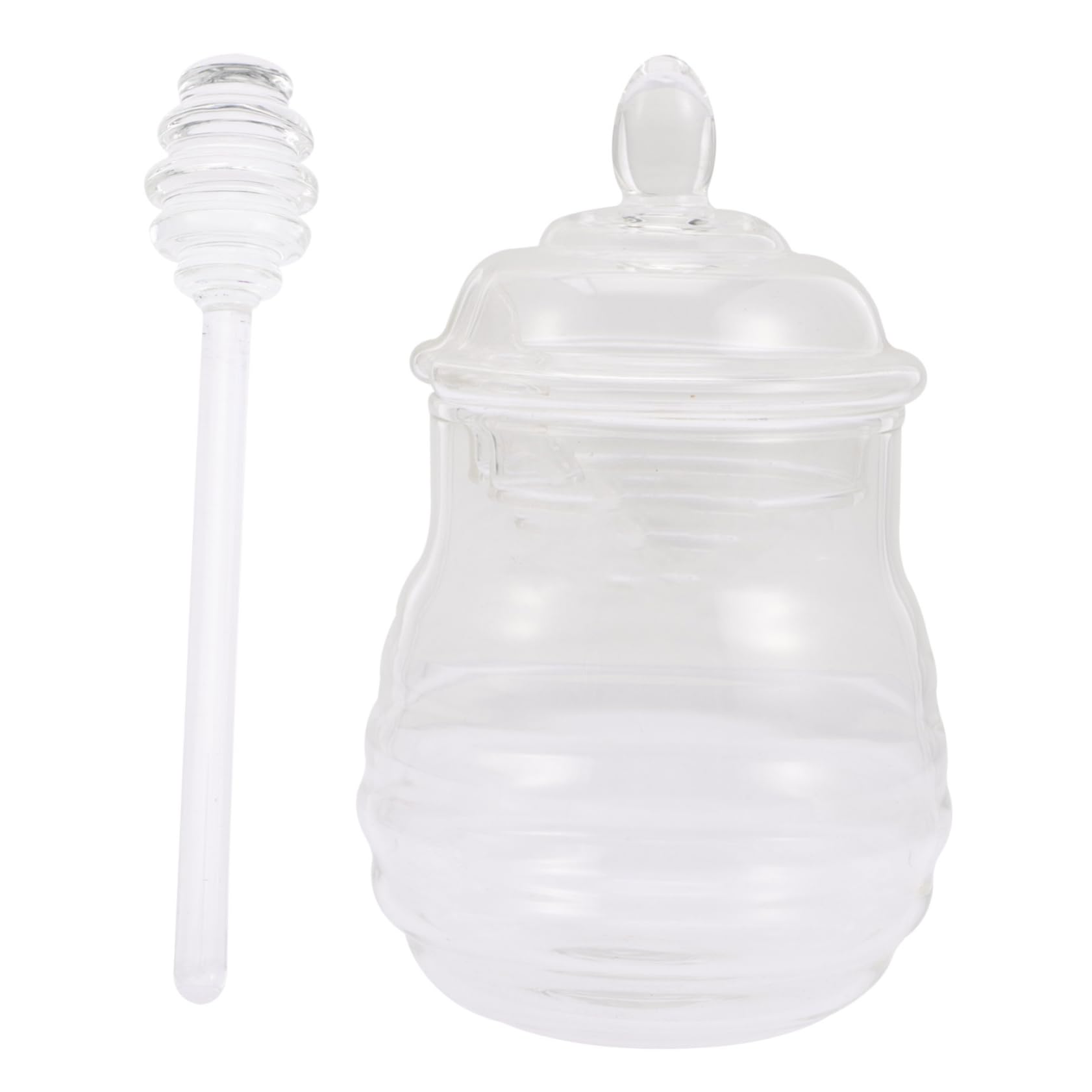 CIYODO 1Set and Stirring Rod Lidded Honey Pot for Kitchen Storage Stylish Food Grade Container for Honey Syrup Tea and More for Home Bakery and Cafe Decor