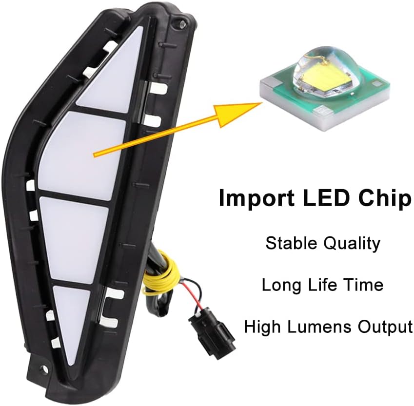Car LED DRL With Dynamic Turn Signal Yellow For Hyundai Santa Fe 2021 2022 Swithback White/Amber LED Daytime Running Light Fog Lamp Headlights