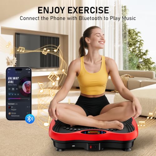 Image of Vibration Plate Exercise Machine, 130 Levels Full Body Workout Vibrating Plate for Lymphatic Drainage Weight Loss, 450 Lbs Capacity Shake Platform with Bluetooth for Women Men