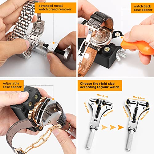 【Combination Version】Eventronic Watch Repair Tool Kit + Watch Press Set, Professional Spring Bar Tool Set,Watch Band Link Pin Tool Set With Carrying Case, Watch Battery Replacement Tool Kits #TOP3