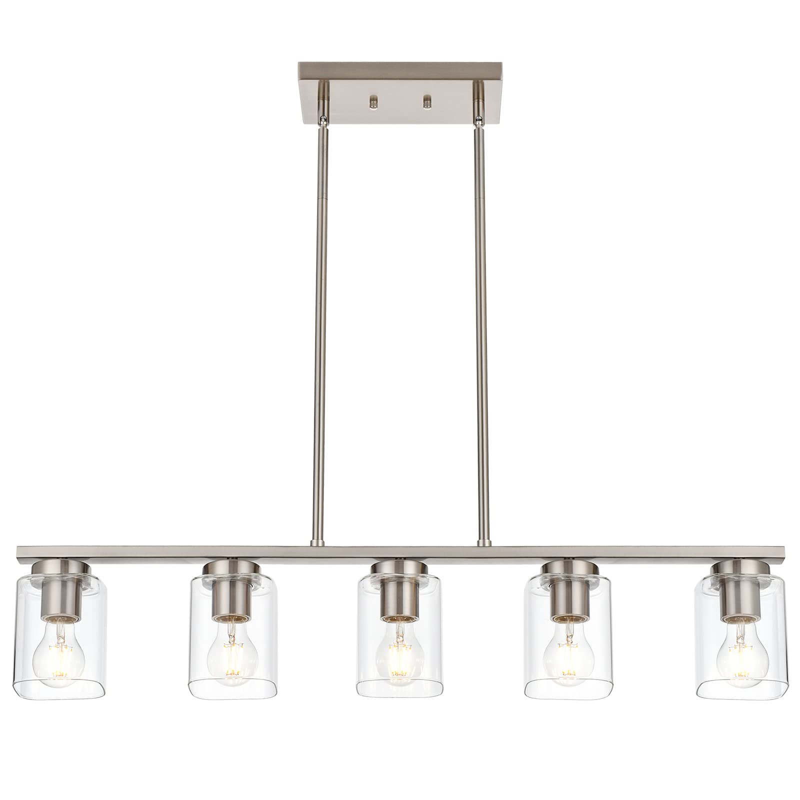 TODOLUZ Farmhouse Kitchen Island Light with Clear Glass, 5-Lights