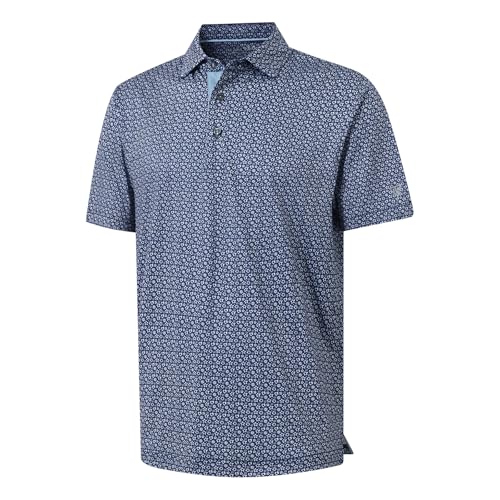 Image of M MAELREG Mens Golf Shirt Short Sleeve Dry Fit Print Moisture Wicking Performance Patterns Collared Polo Shirt