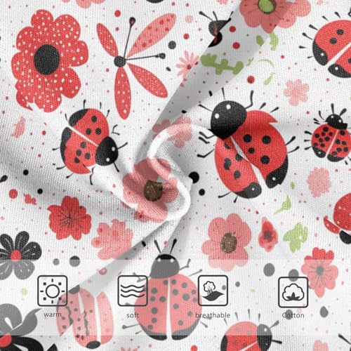Wusikd Ladybugs Flowers Girls' Underwear Cotton Red Pink Girls Briefs Soft Toddler Underwear 2T3