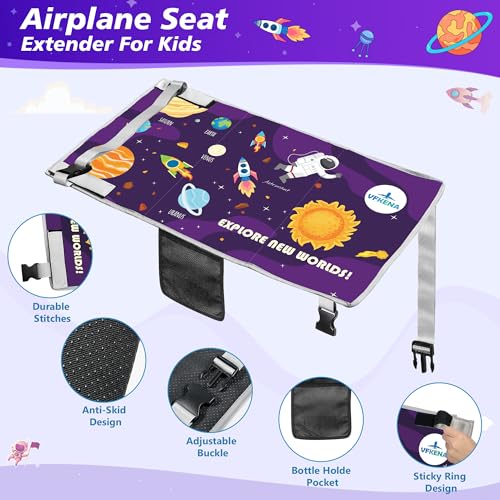 Airplane Seat Extender for Kids - Portable Toddler Travel Airplane Bed with Side Pockets,Toddler Airplane Travel Essentials, Airplane Must Have for Kids,Baby Portable Plane Bed Foot Rest for Flight