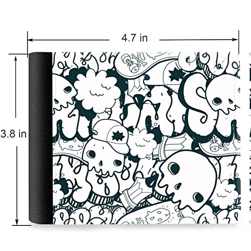 (Skateboard And Skull Graffiti Front Pocket Slim Bifold Leather Wallet RFID Blocking with ID Window for Men2