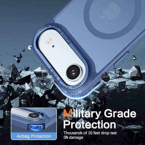 Image of YINLAI for iPhone Air Case 6.5-inch,Magnetic Compatible with MagSafe, Slim Matte Anti-Fingerprint, Shockproof Full Body Military Grade Protection for iPhone Air Cover, Blue