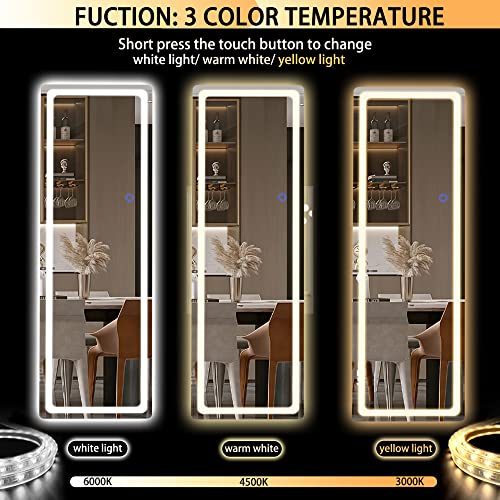 Hasipu-Full-Length-Mirror-with-LED-Lights-Dimming-3-Color-Lighting-56-x-16-Lighted-Floor-Standing-Full-Body-Black