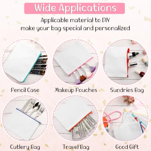 Image of Shappy 40 Pcs Canvas Zipper Pouch Bags Pencil Pouch Bulk Canvas Makeup Bags Blank Pencil Case Cotton Cosmetic Case for Travel DIY Craft (7.09 x 4.33 Inches,S,White)