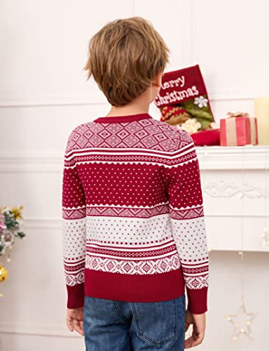 Image of MISSKY Family Christmas Sweater Crew Neck Reindeer Snowflakes Knitted Pullover for Women /Men /Kids