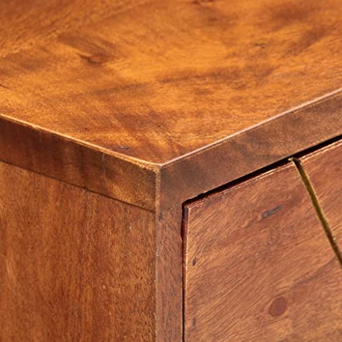Image of Auden Solid Wood Console Table | Premium 2 Drawer Console Table for Home | Natural Mahogany Finish | Solid Acacia Wood | Cone Legs