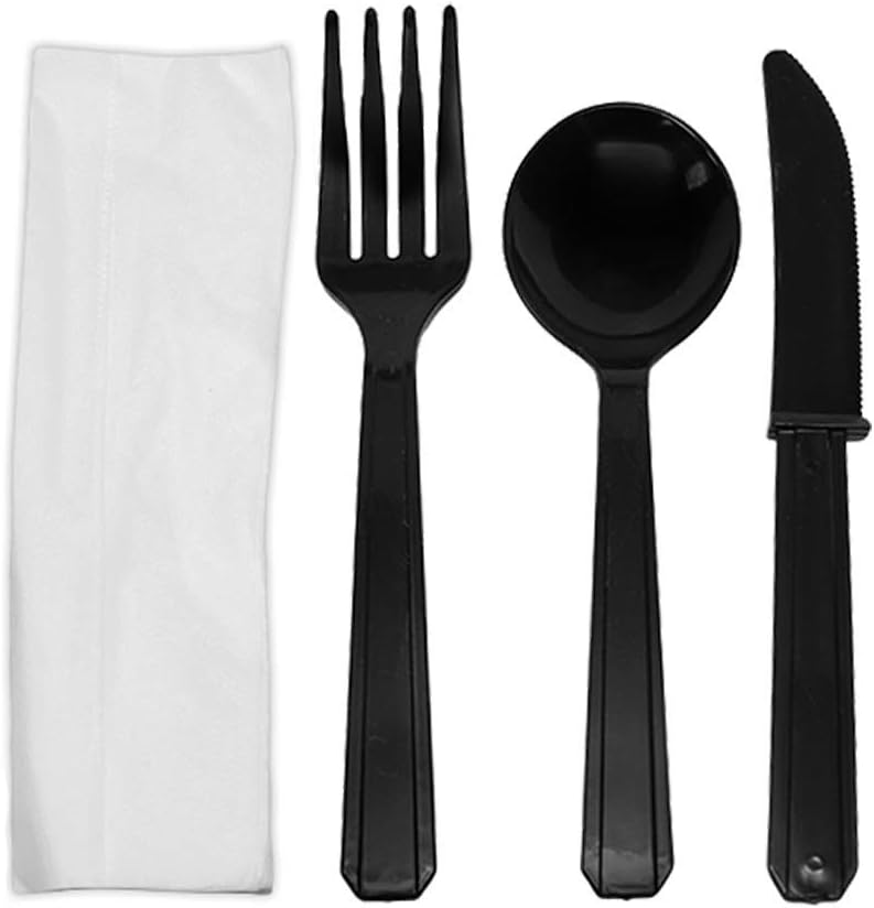 Karat U2200 PS Heavy-Weight Cutlery Kits, Black (Pack of 250)