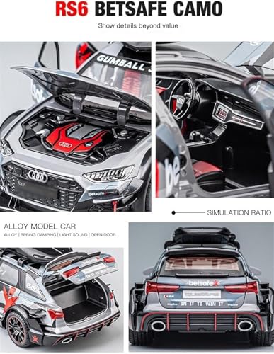 Image of Alokik Enterprise 1:24 Audi RS6 Modified Diecast Metal Pull Back Car with 6 Openable Doors with Sound and Light Toy Decoration car Best Gift Toys for Kids 【Colors as Per Stock】