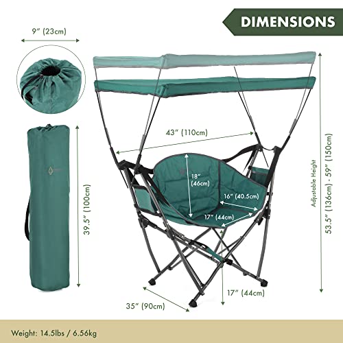 Arrowhead Outdoor Portable Folding Swinging Hammock Camping Chair, Removable Canopy, Perfect For Stargazing, Cup Holder, Storage Pouch, Carrying Bag Included, Supports Up To 300Lbs, Usa-Based Support #TOP3