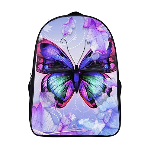 Sac à dos léger unisexe Butterfly avec grand compartiment de mode pour le collège ou loisirs