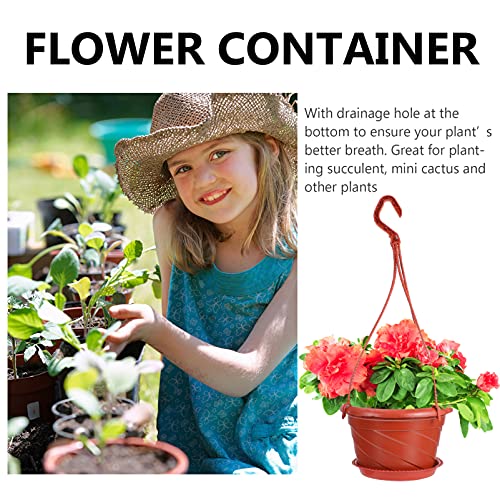 Yarnow 10 Sets Plastic Plant Hanging Baskets Chain Basket Planter Holder Round Hanging Fence Railing Wall Planter Plant Containers For Outdoor Indoor Plants (Red) #TOP5