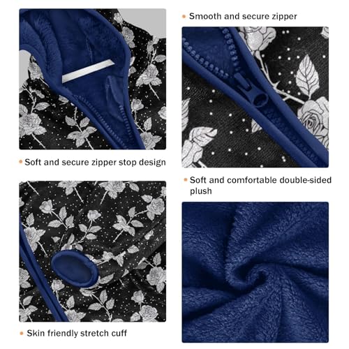 Rose Flowers Boys Fleece Coat,Children's Zip-Up Hoodie Jacket,Baby Warm Fashion Outerwear 3-10T,A1133473