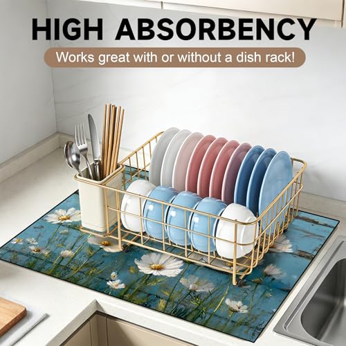 Image of Stove Burner Covers Non-Slip Electric Cooktop Protector Mat (Dandelion)