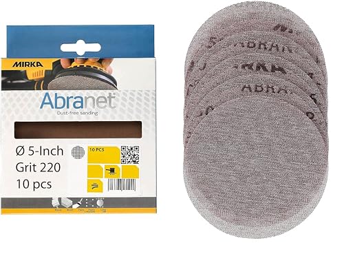 Mirka Abranet Net Disc / 5 inch/Grit 220 / Sandpaper Sanding Discs Hook and Loop / 10 pcs / 9A-232-220RP