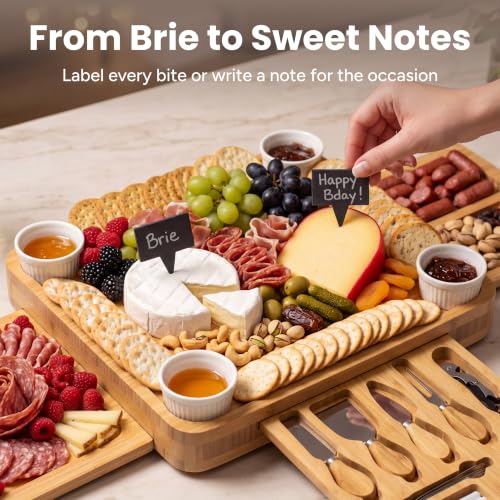 Image of SMIRLY Charcuterie Boards Set, Large Cheese Board Set, Bamboo