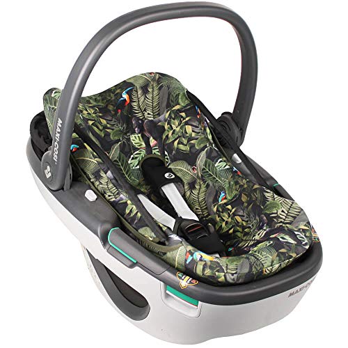 Fundas Para Sillas de Algodón Oeko-Tex para Silla de Coche Maxi Cosi Coral Funda Silla Garantiza la Comodidad de la Piel del Bebé y Ayuda a no Sudar Selva