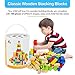 Wooden Building Blocks Set - 100 pc for Toddlers Preschool Age - Classic Hardwood Plain & Colored Small Wood Block Pieces for Boys & Girls - Basic Educational Build & Play Toy