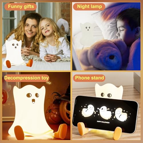 Dazhshun A059 Halloween Ghost Night Light,Cute Ghost Halloween Decor Silicone Led Warm Nursery Lamp thumb #5