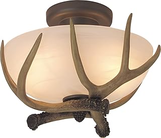 Craftmade X1611-EB Antler Alabaster Glass Semi Flush Mount Fixture Ceili...