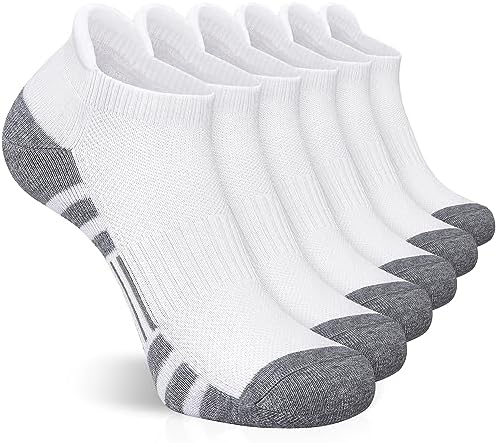 Ankle Running Socks Cushioned Low Cut Tab Athletic Socks for Men and Women Moisture Wicking Arch Support Sports Socks 6 pair
