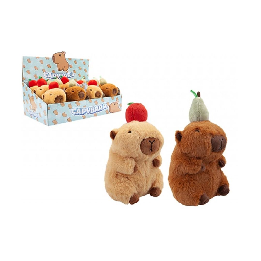 PMS Adorable 14Cm Capybara With Fruit Cuddly Plush Toy Assorted Colour