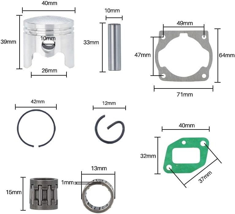 40mm Cylinder Piston Ring Gasket Set for 40-5 Brush Cutter Trimmer L Mower Parts Replacement Parts