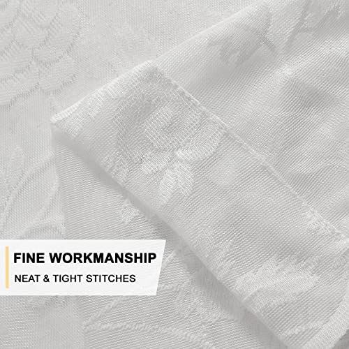 Terlytex Floral Lace Curtains For Bedroom, Rustic Vintage Vine Floral Lace Sheer Curtains 63 Inch Length, Scalloped Privacy Sheer Lace Window Curtains, 52 X 63 Inch, 2 Panels, White #TOP5