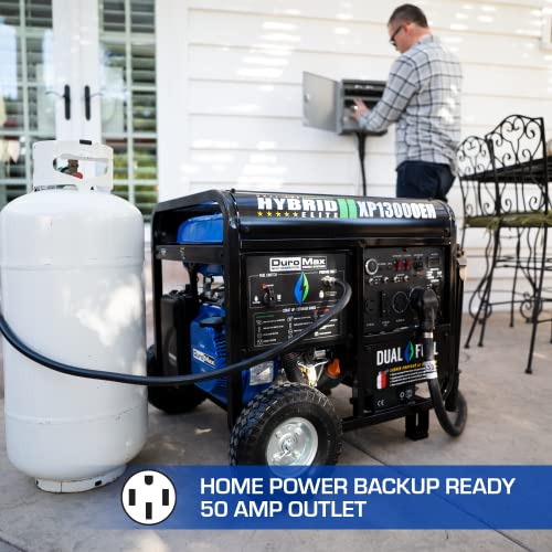 Duromax Xp13000Eh Dual Fuel Portable Generator 13000 Watt Gas Or Propane Powered Electric Start-Home Back Up, Blue/Gray #TOP5