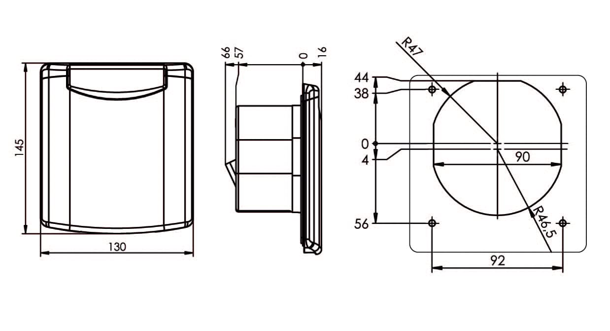 as - Schwabe wielofunkcyjne, 1 gniazdo uziemienia 230 V/16 A + 2 gniazda SAT + 1 x 12 V DC, z zamknięciem magnetycznym, IP44, wyprodukowane w Niemczech, antracytowo-szary I 62475