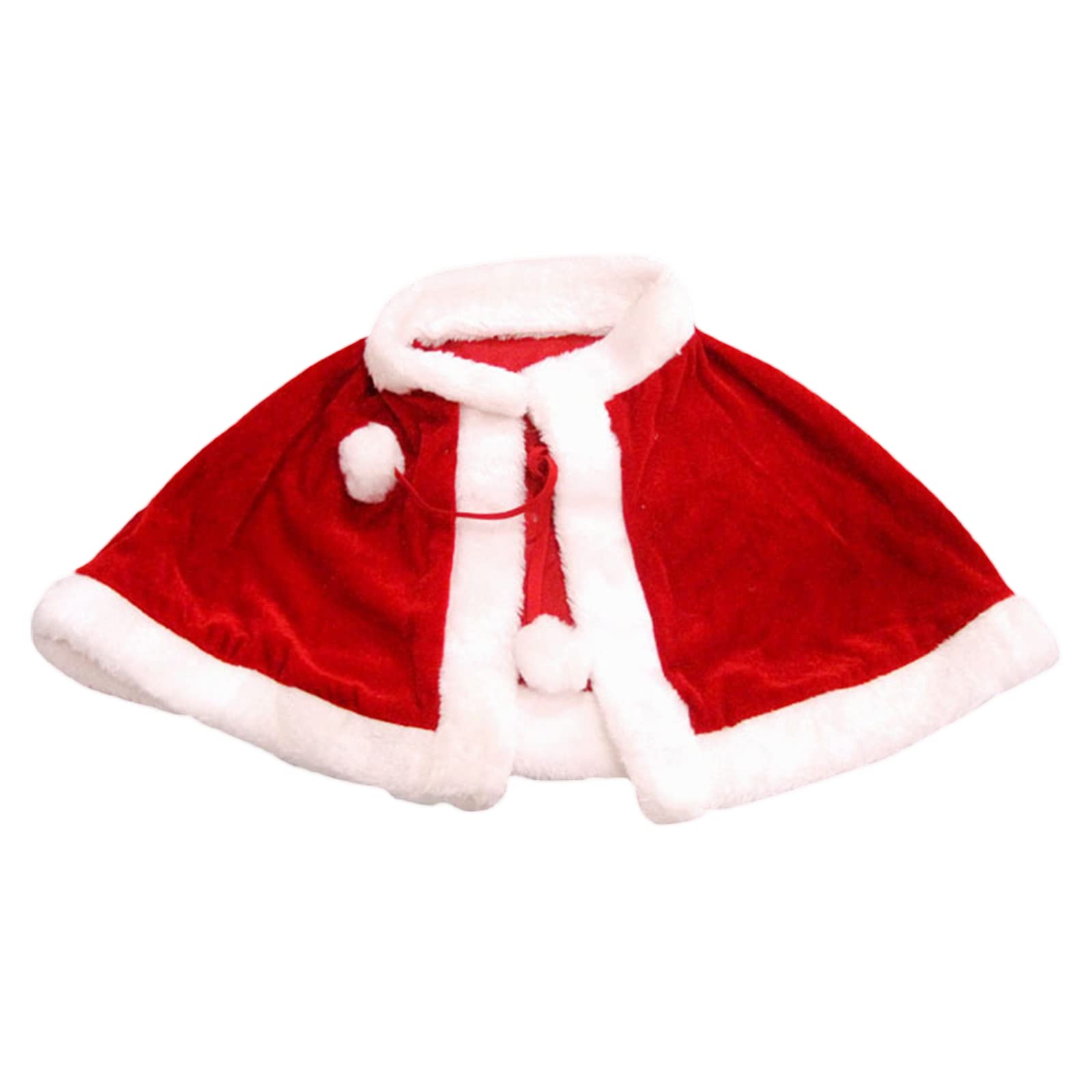 FeMereina Christmas Red Velvet Shawl Cloak Cape Mrs Santa Cape Robe Halloween Carnival Dress up Cosplay Costume for Kid with Hat (Cloak Kid Style, One Size)