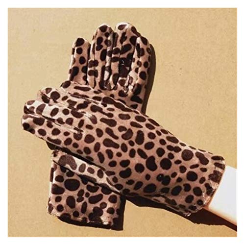 Zxebhsm Gants Femmes conduites Gants Gloves Velvet Gants léopards Femmes Sexy Etiquette Gants Automne Hiver Chaud Élastique Vélo (Farbe : H72 Leopard) Cover