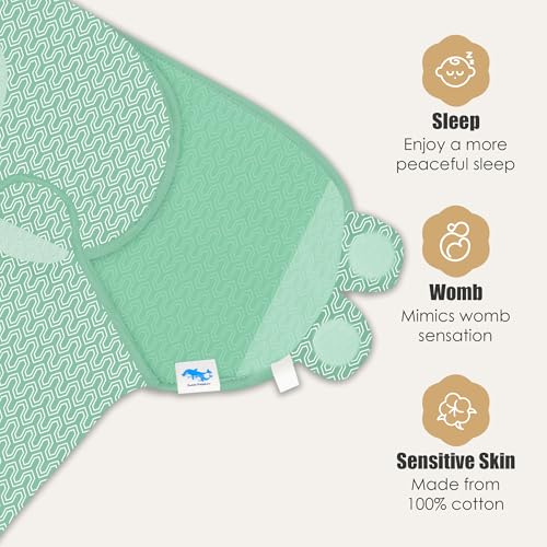 Image of SWEET DOLPHIN 3-Pack Baby Swaddle Sleep Sacks - Newborn Swaddle Blanket with Soft Cotton - Ergonomic Wrap for Boys and Girls, 0-3 Months, Green