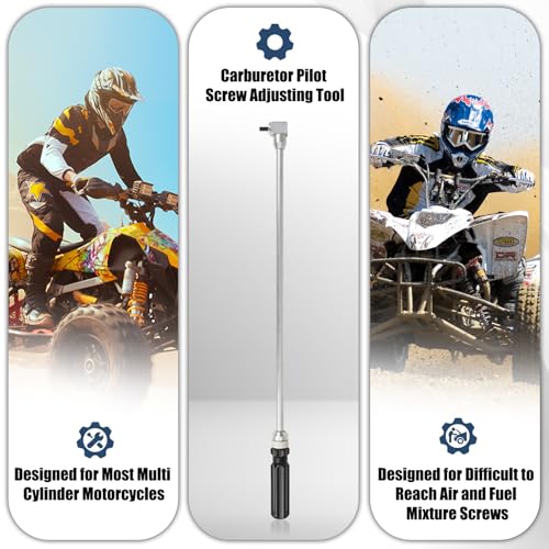 Image of Pilot Screw Adjustment Tool, 18.89in Carburetor Pilot Screw Adjusting Tool, 90 Degree Angled Head Metal Replacement for Carb ATV UTV Snowmobile