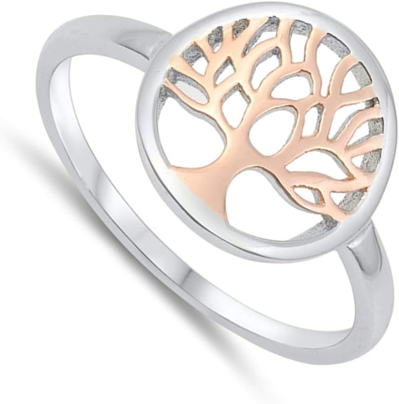 CHOOSE YOUR COLOR Sterling Silver Tree of Life Ring