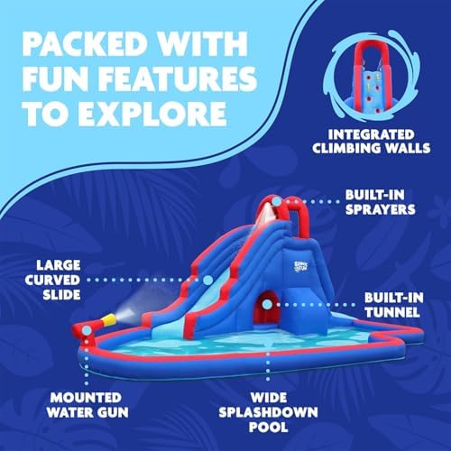 Sunny & Fun Deluxe Inflatable Water Slide Park with Climbing wall & Tunnel - 1