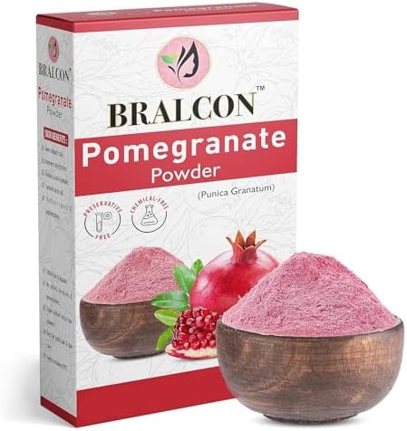 BRALCON 100g Pomegranate Peel Powder for Natural Skin & Hair Care | Punica Granatum Anar | Pure Dry Fruit Ingredient for DIY Face Pack & Hair Masks | Reduces Acne, Hydrates Skin, Promotes Hair Growth