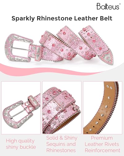 Image of Sparkly Rhinestone Diamond Sequin Studded Belt for Men & Women - Western Cowgirl Cowboy Style