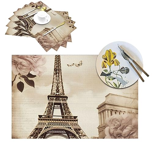 Lot de 6 sets de table antidérapants au design rétro chic de haute qualité
