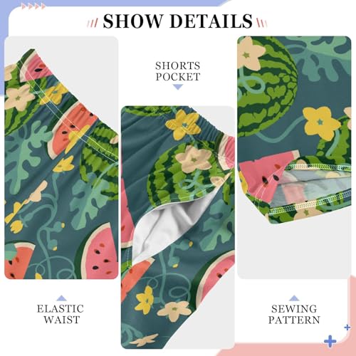 ZZXXB Watermelon Flowers Boys Long Pants Soft Trousers Elastic Waist Kids Lounge Bottoms with Pockets S-XL4