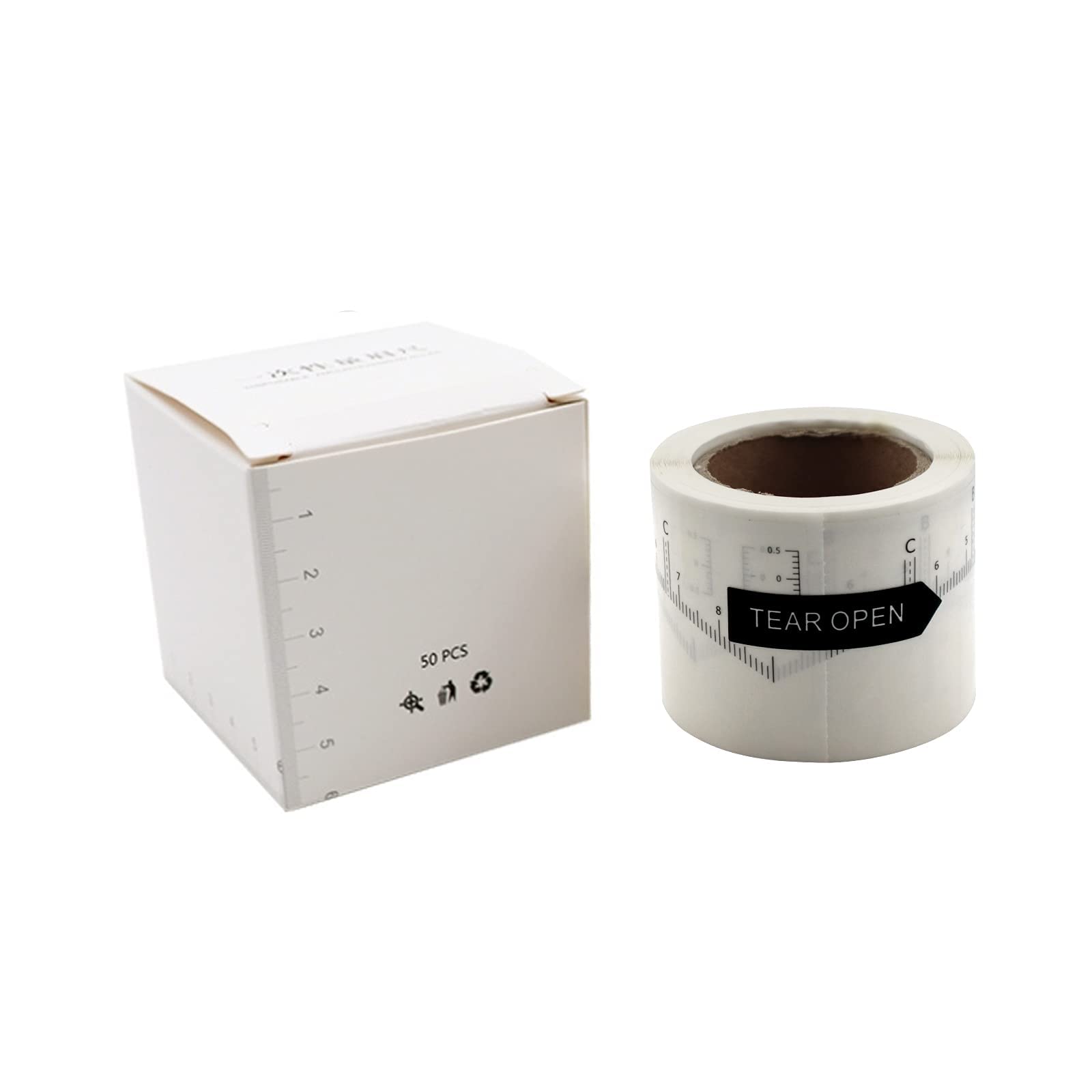 MAKINGTEC Pack Eyebrow Ruler Sticker for Microblading, Disposable Adhesive Eyebrow Measurement Stencil for, Measuring Scale Tape Auxiliary Makeup Tool Stencil Guide, Disposable Adhesive Eyebrow 50pcs