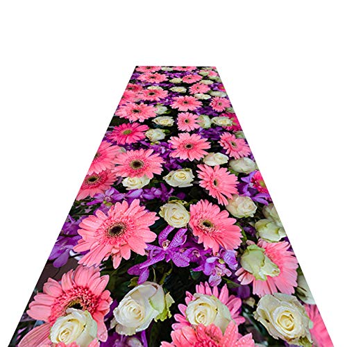 Vloerkleed, antislip, voor gangen, voor buiten, Amerikaanse stijl, kruipmat, voor baby's, bloemenpatroon, 3D (afmetingen: 100 x 550 cm) - Afbeelding 3