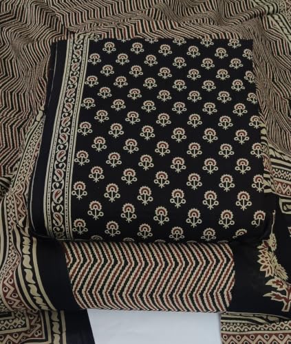 Image of DRAVINAM Trends Women's Premium Cambric Cotton Jaipuri Printed Unstitched Salwar Suit Dress Material with Mulmul Cotton Dupatta