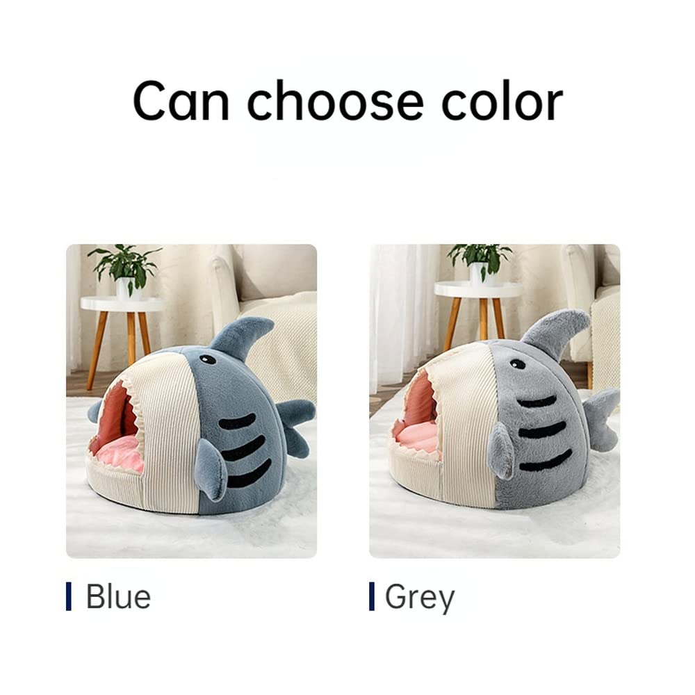 Cama-cueva Para Gatos Con Forma De Tiburón - Peluche Suave Con Base Antideslizante - Lavable A Máquina Para Mascotas Pequeñas